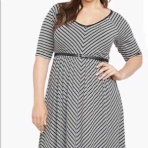 Torrid Gray and Black Striped Jersey Dress